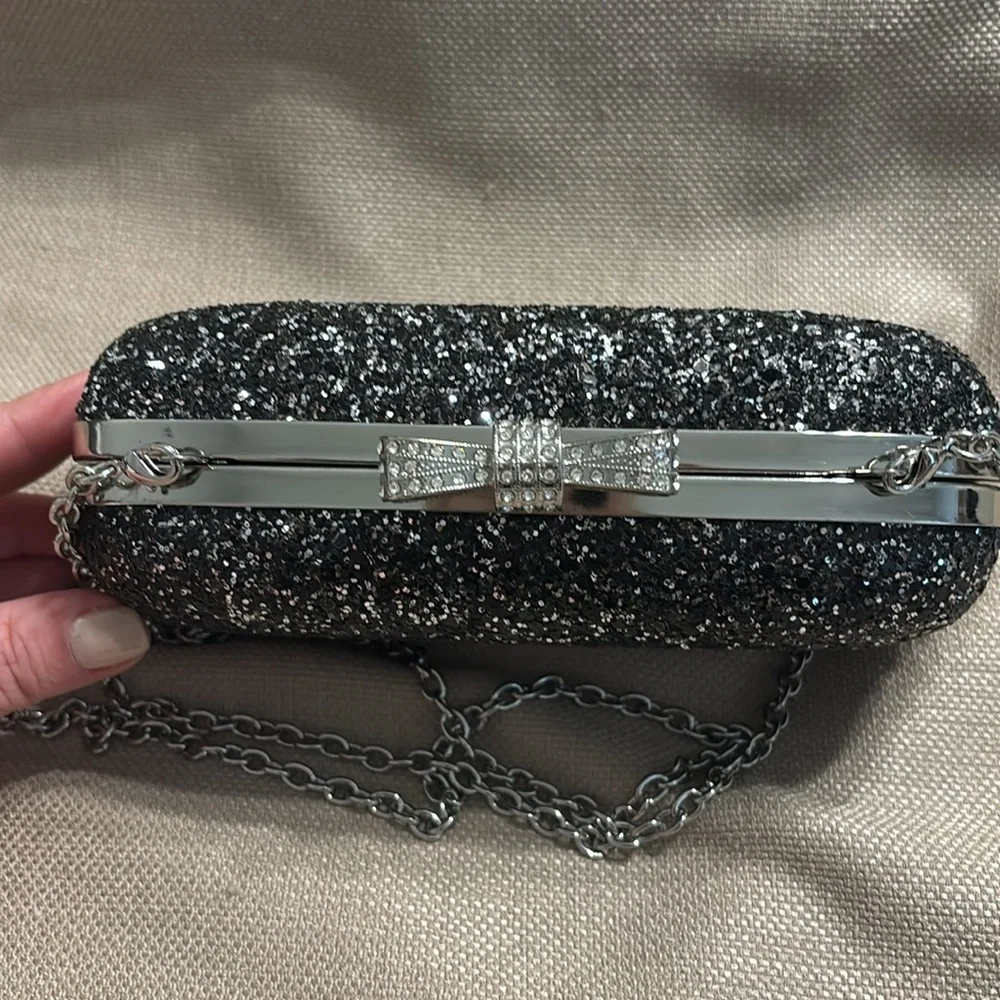 Inc International Concepts Bow Glitter Clutch